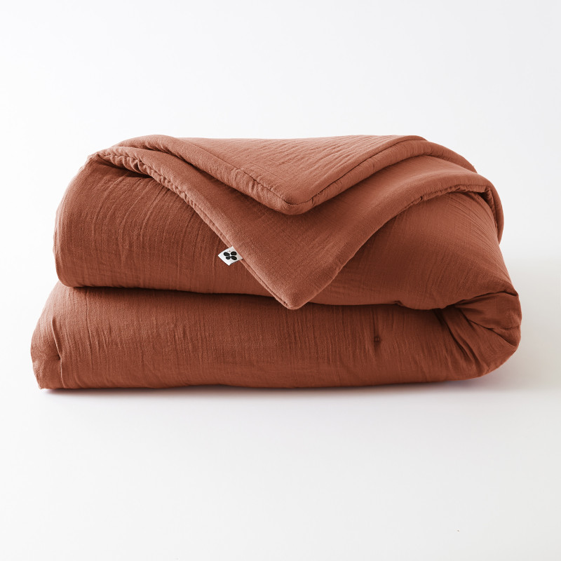 Edredon Ou Bout De Lit "gaïa" Toutes Dimensions "gaze De Coton" L'Effet Papillon - Gaia Terracotta - - Gaia Terracotta - 180 X 240 Cm