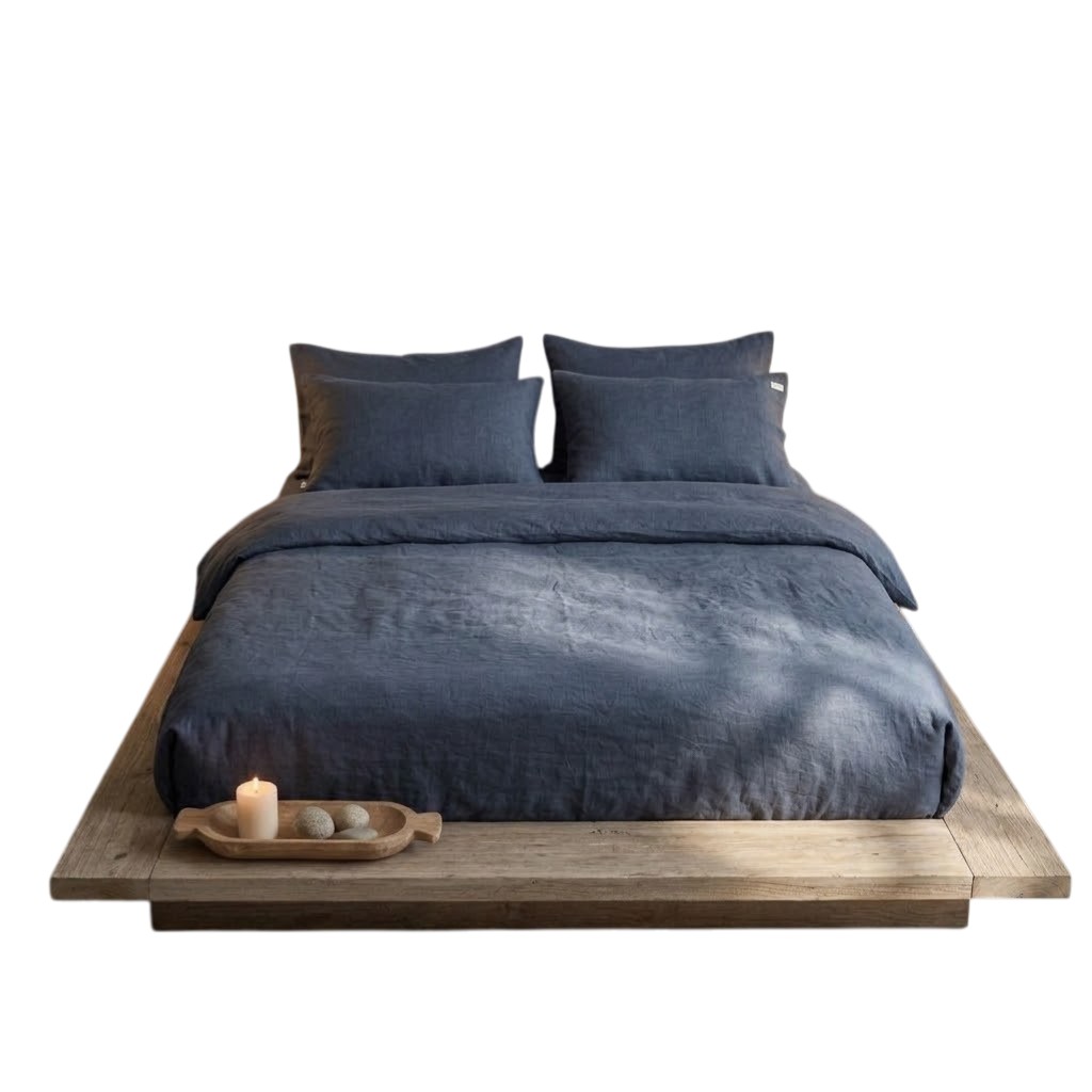 Parure De Lit En Double Gaze De Coton 220 X 240 Cm Floria Bleu