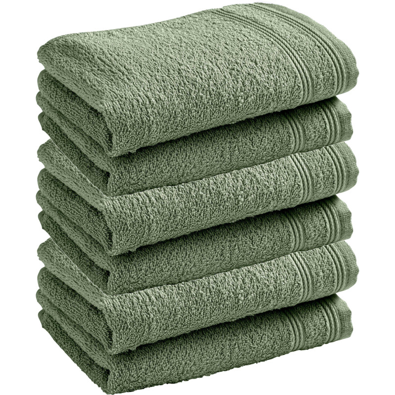 Lot De 6 Serviettes Invité Éponge "spa" 30 X 50 Cm / 400 Gr/m² - "spa" Romarin - - "spa" Romarin - Lot De 6 Serviettes Invité 30 X 50 Cm