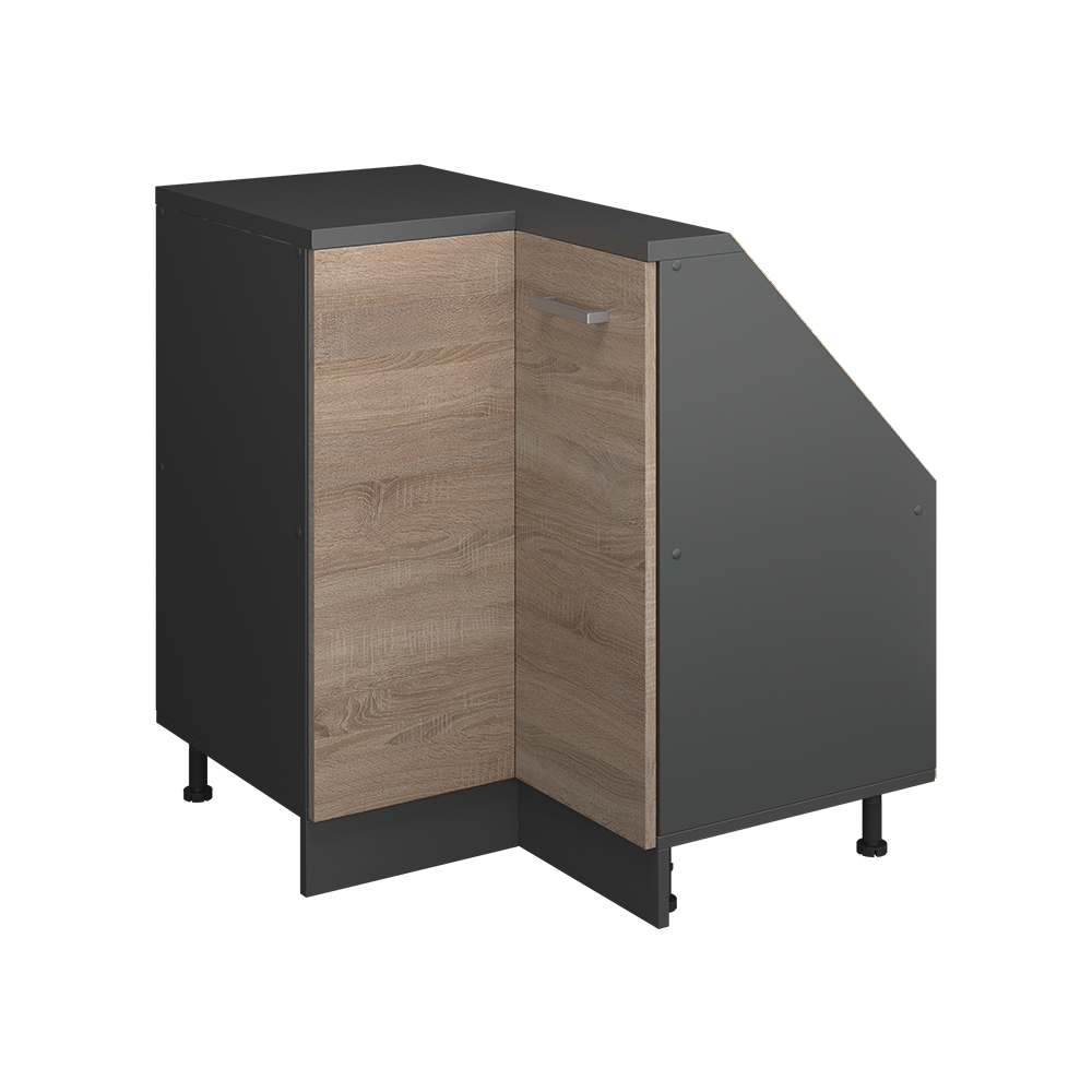 Meuble De Rangement Sous Pente Armoire D'Angle Rion, Sonoma/anthracite, 75.6x81.6cm Avec 1 Porte, Vicco
