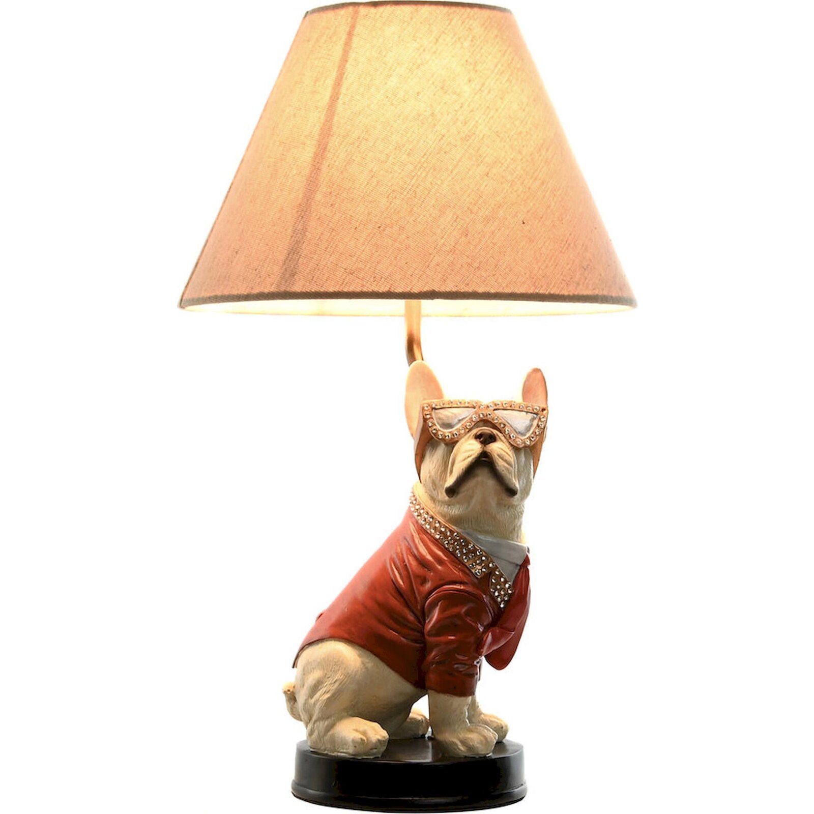 Lampe De Salon Design Chien Fantaisie En Résine - Blanc Avec Nuances De Rouge