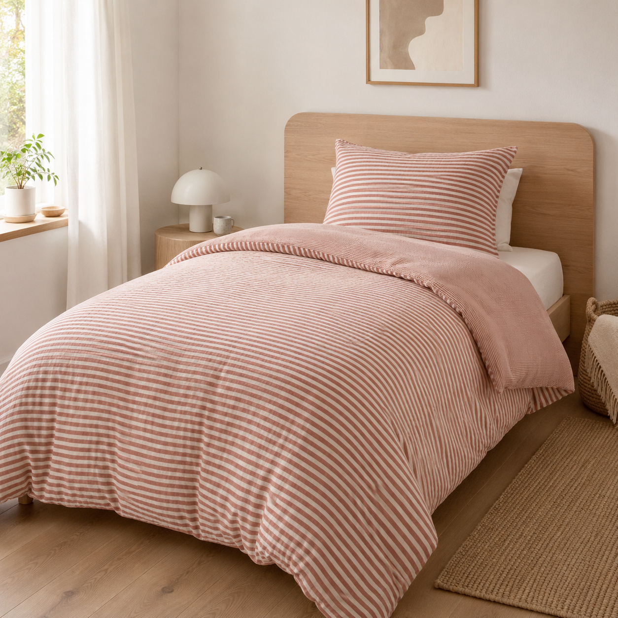 Housse De Couette Réversible 140 X 200 Cm Gaze De Coton Livia Abricot