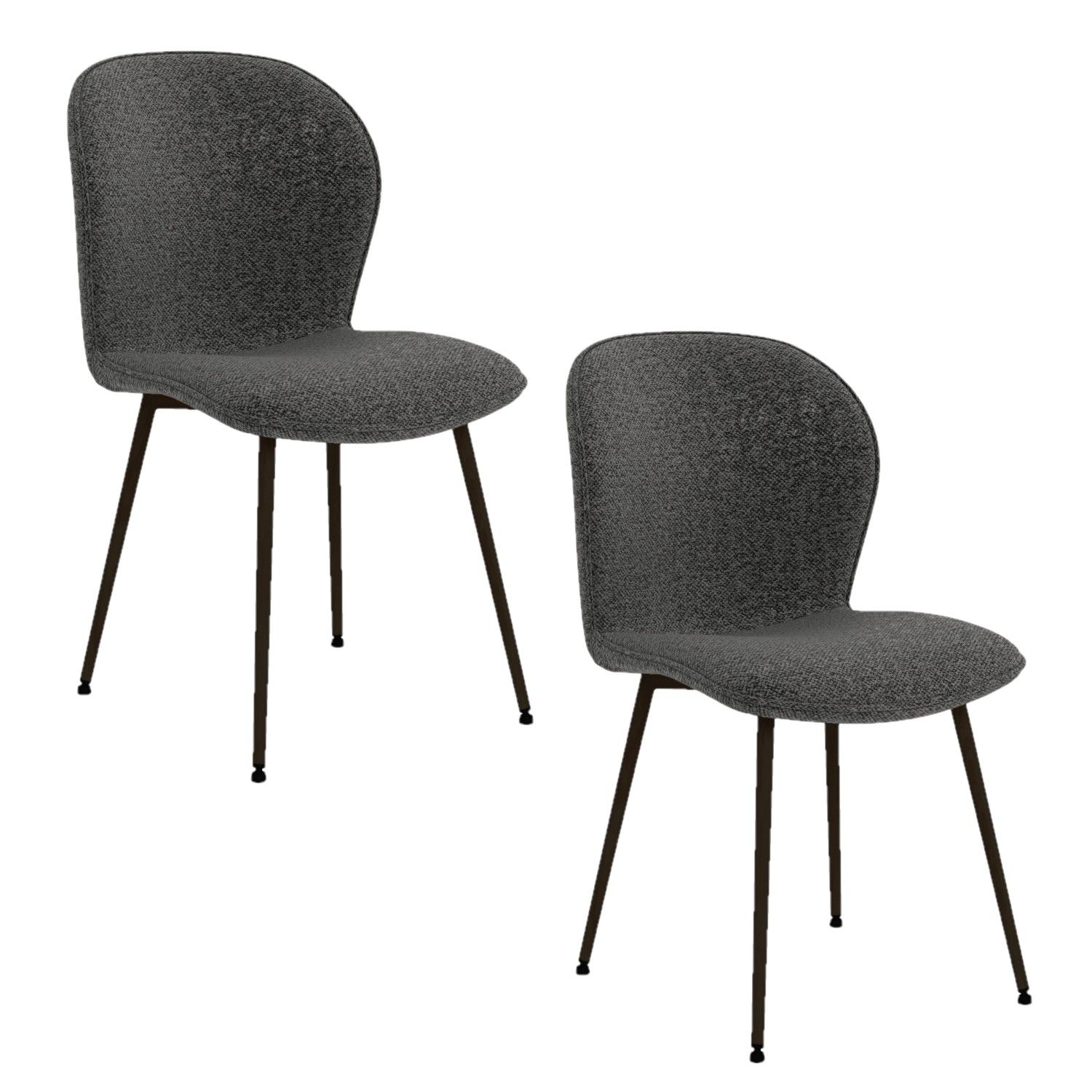 Lot De 2 Chaises De Salle À Manger En Tissu Et Acier Lina
