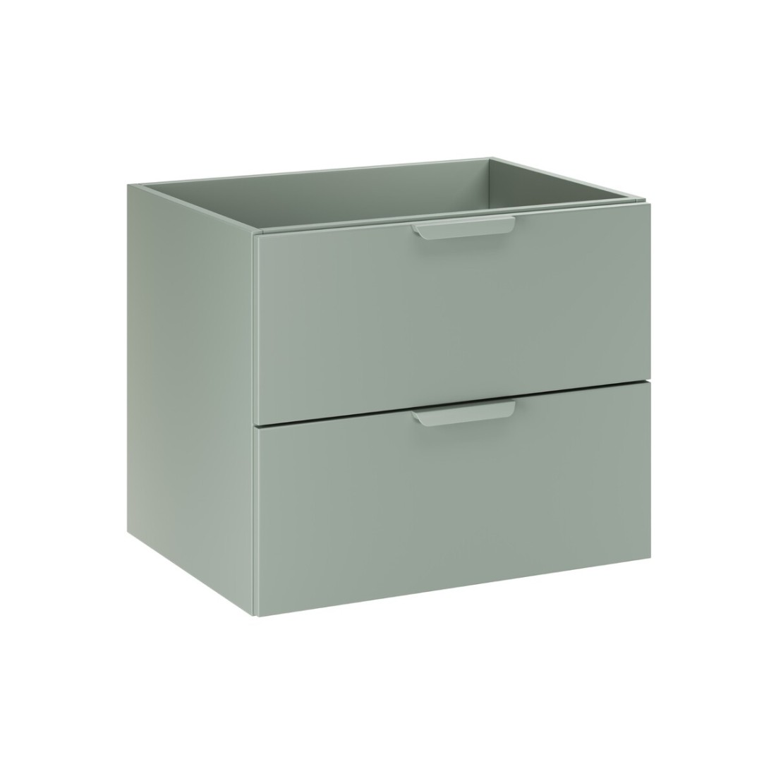 Meuble Sous Vasque Oster 60 Cm Vert Sauge Suspendu Avec 2 Tiroirs