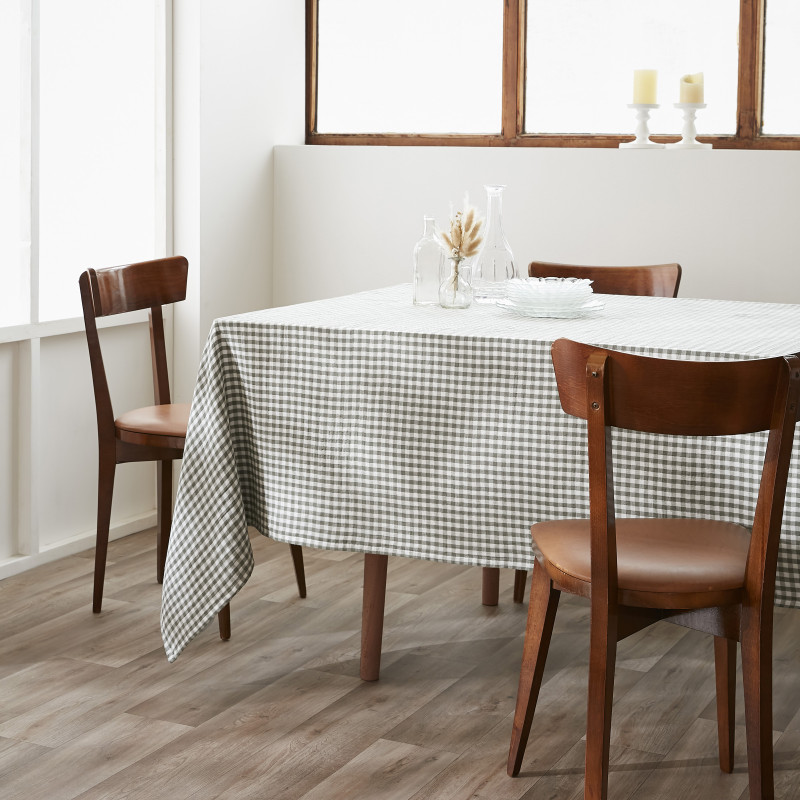 Nappe De Table "vickie" 150 X 350 Cm "gaze De Coton Tissé Teint" L'Effet Papillon - Vickie Romarin -