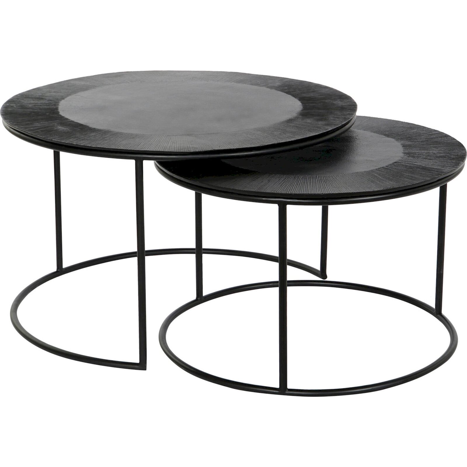 Table Gigogne Élégance En Métal Noir Pour Intérieur - Noir Métal Texturé