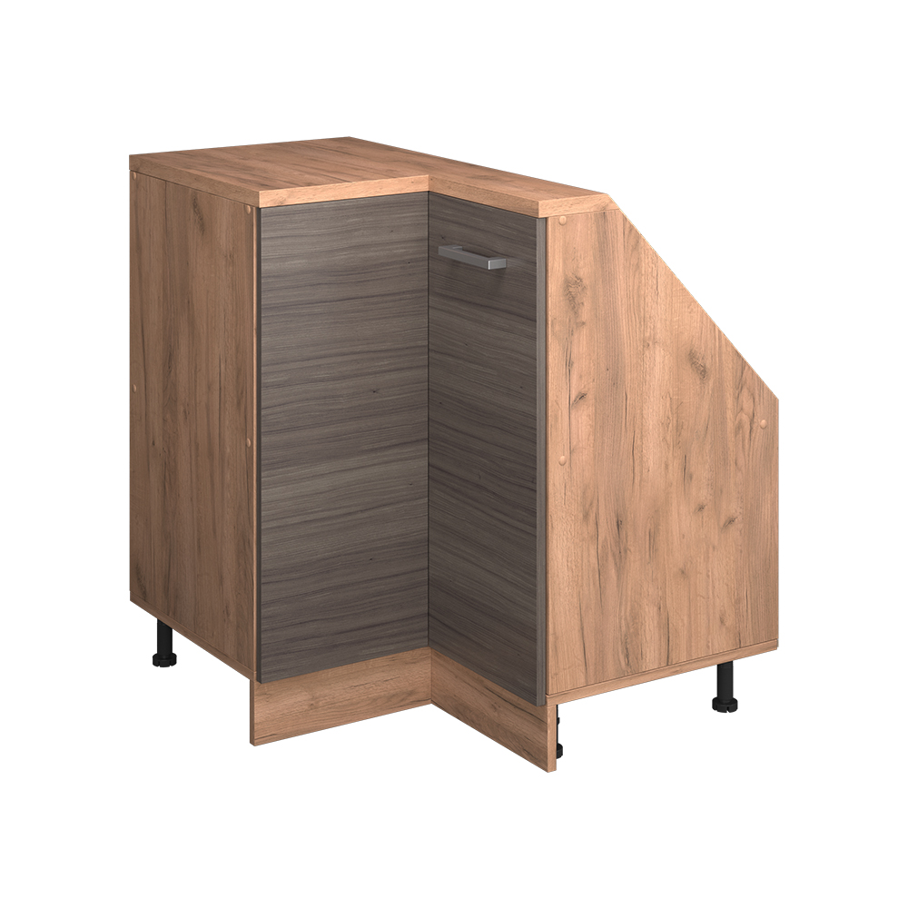 Meuble De Rangement Sous Pente Armoire D'Angle Rion, Gris Noble/chêne Doré, 75.6x81.6cm Avec 1 Porte, Vicco