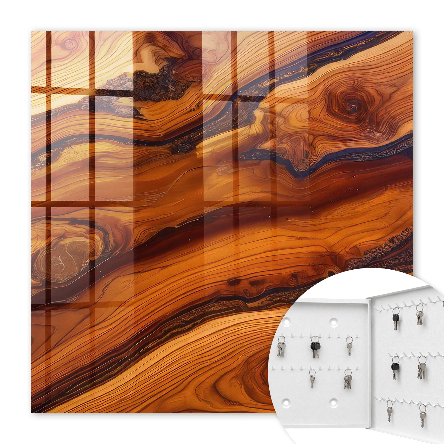 Armoire À Clés - (30 Cm X 30 Cm) - Boîte À Clés Murale - Coffret De Rangement Pour Clés - Couleur Blanche - Ouverture Vers La Droite - Pour Maison Et Bureau - Essence De Bois
