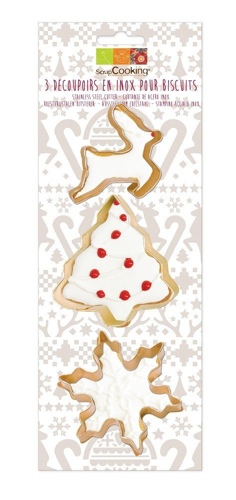 Découpoir Doré Flocon Sapin Rennes X3 - Scrapcooking
