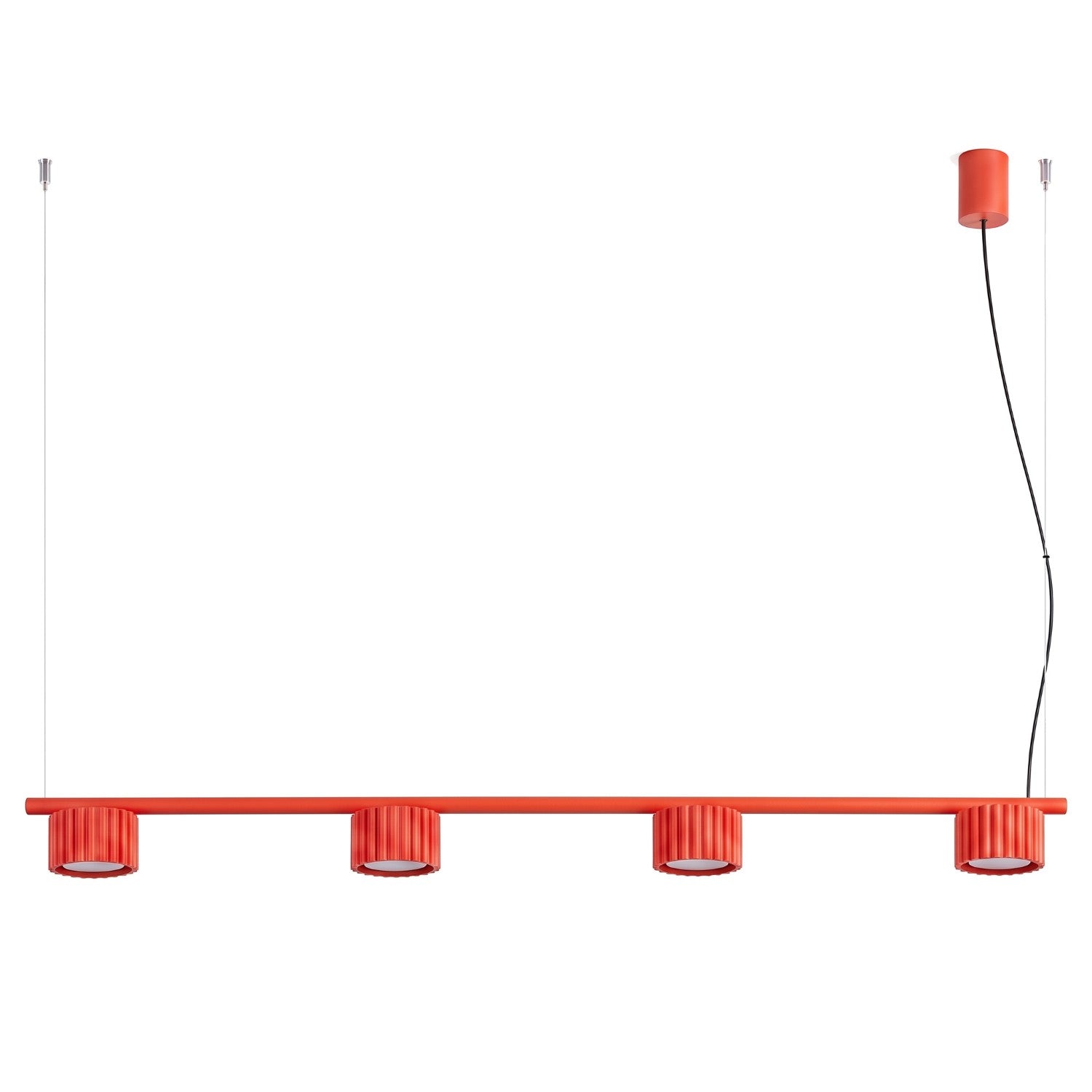 Suspension Moderne Rouge À Spots Nervurés Sur Tige 4xgx53 10w Aura Sollux Lighting