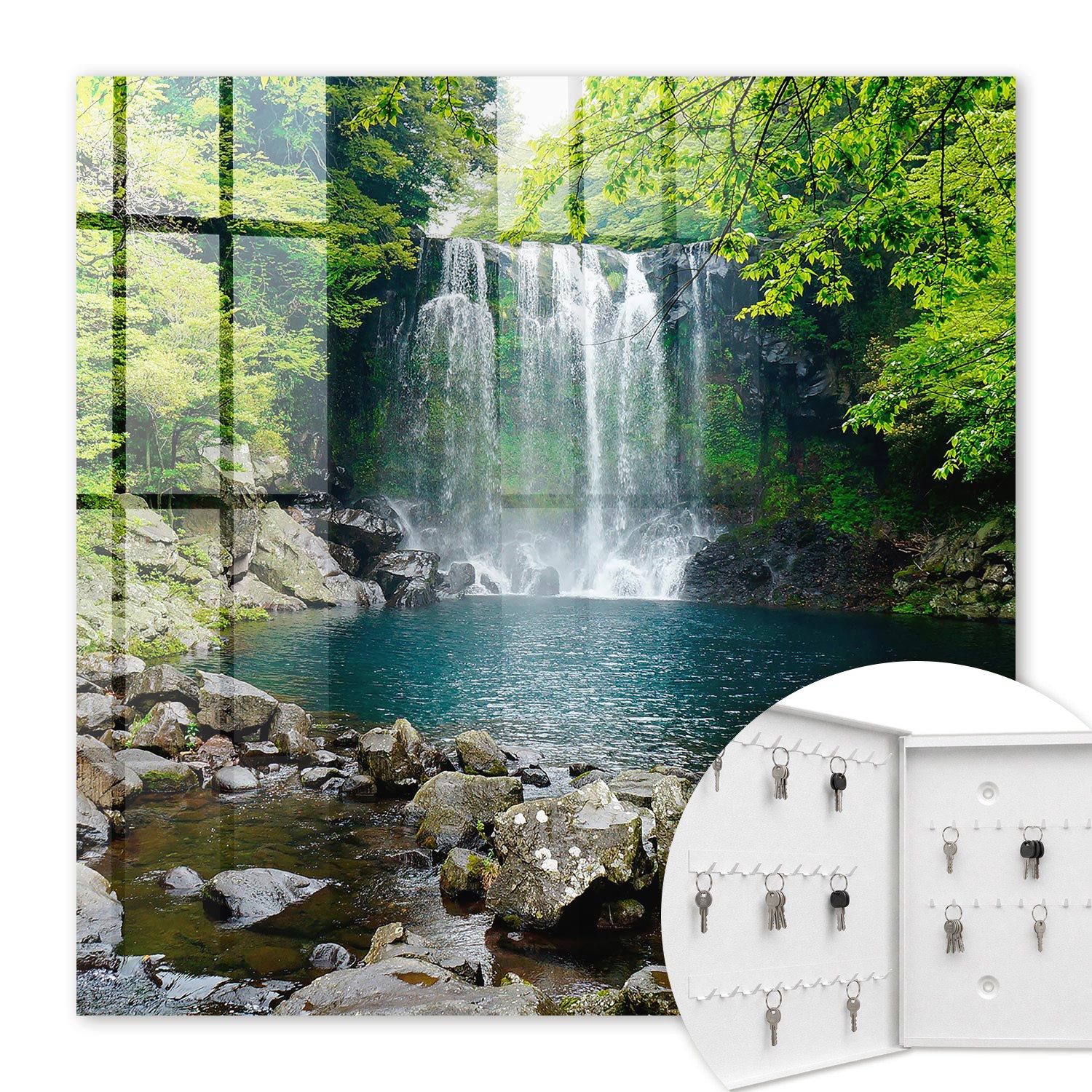 Armoire À Clés - (30 Cm X 30 Cm) - Boîte À Clés Murale - Coffret De Rangement Pour Clés - Couleur Blanche - Ouverture Vers La Gauche - Pour Maison Et Bureau - Cascade Naturelle