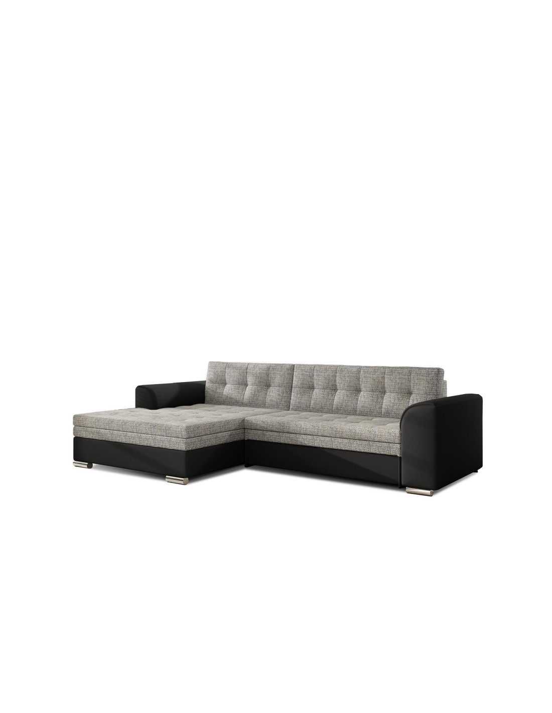 Canapé D'Angle Convertible Conforto 4 Places Gris Et Noir - Angle Gauche
