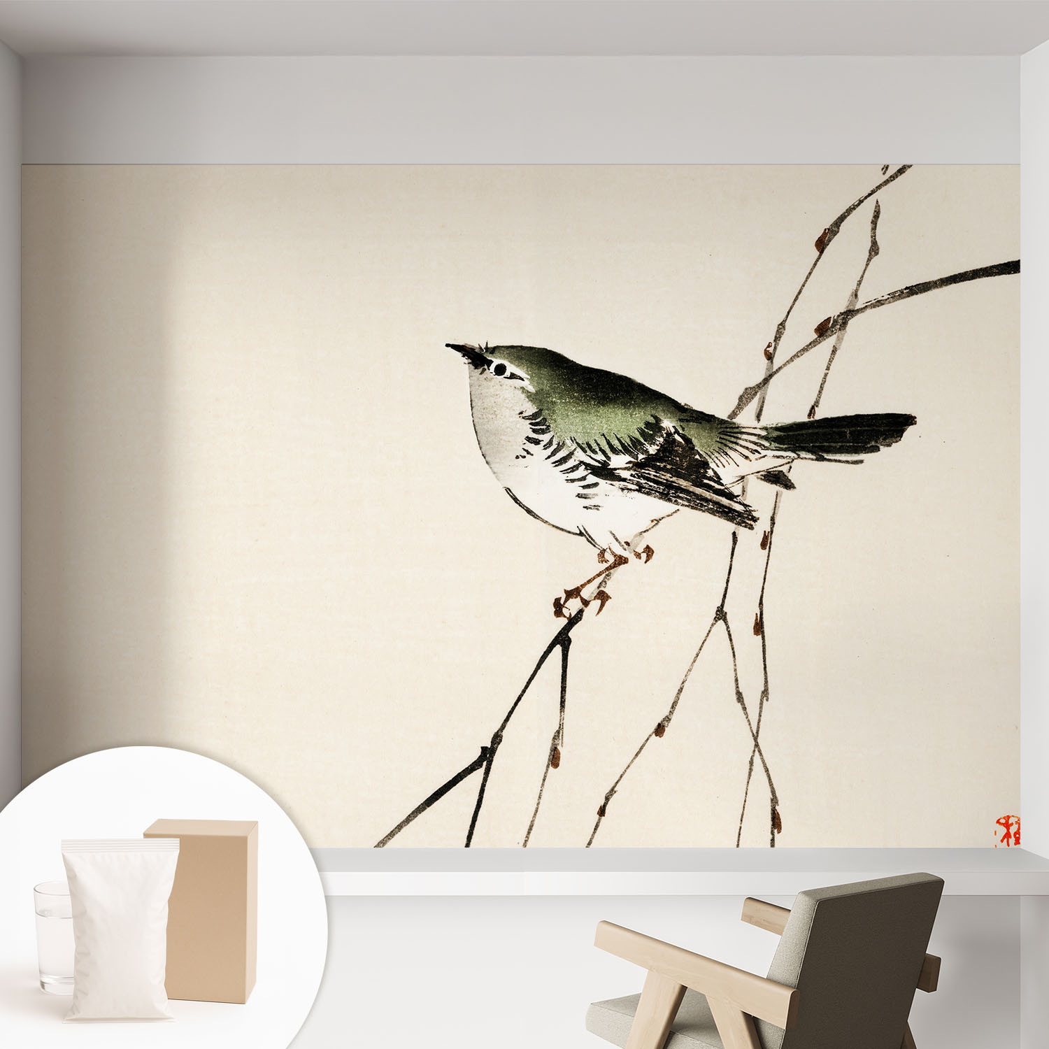 Papier Peint Avec Colle Pour Décoration Moderne De Salon Chambre À Coucher Cuisine Et Bureau Facile L'Oiseau Harmonieux 152x104 Cm
