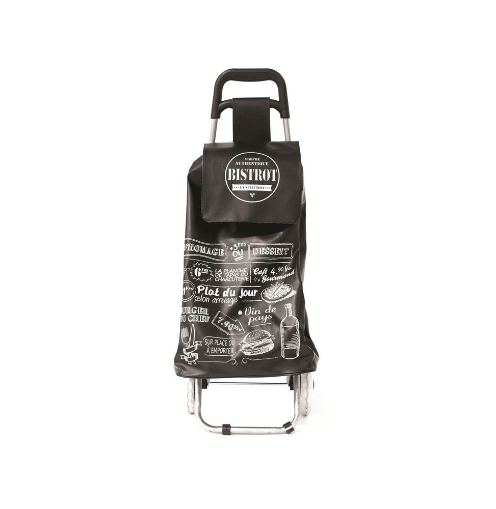 Ac-deco - Chariot De Courses Bistrot - Noir - Poussette De Marché - Livraison Gratuite