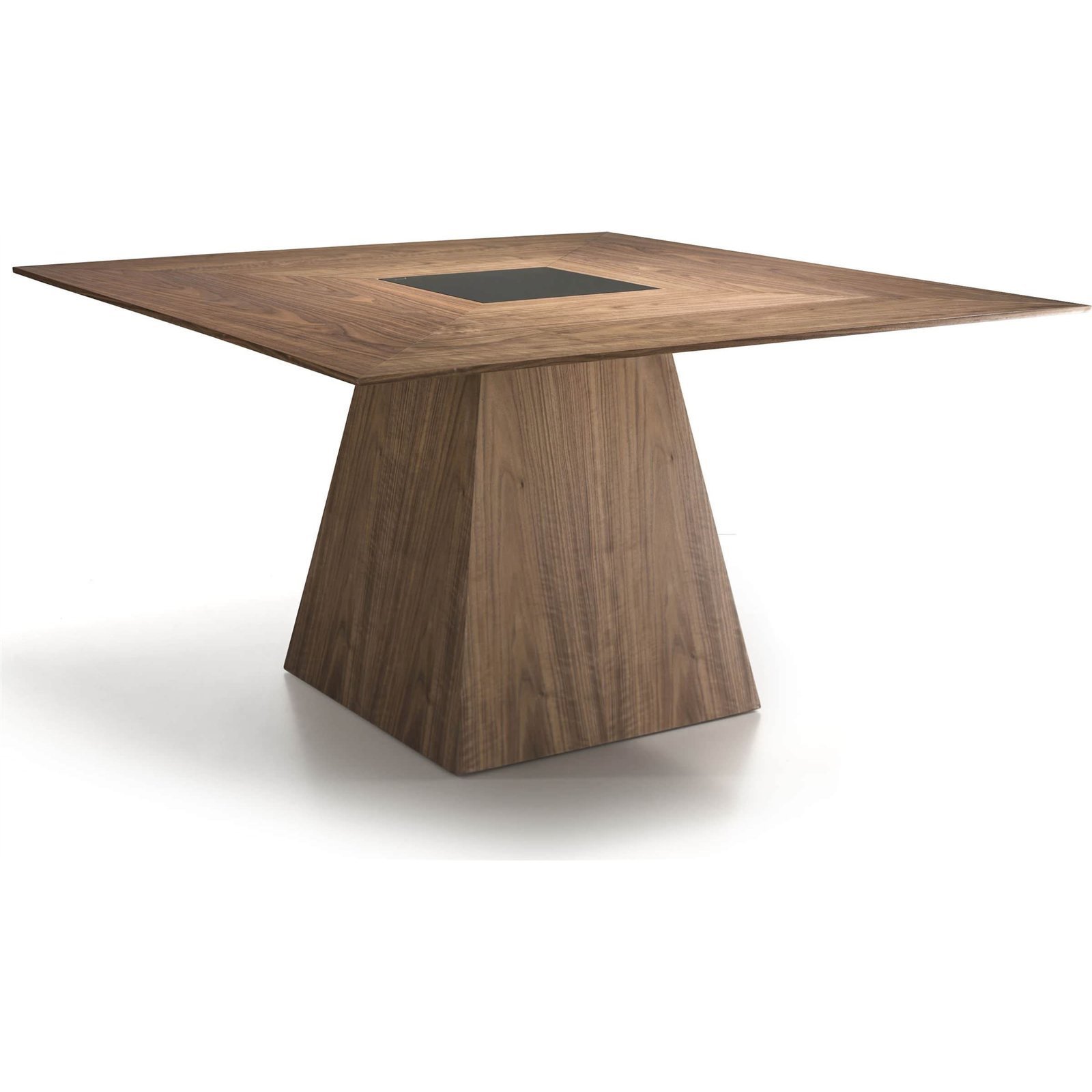 Table Design Moderne En Bois Avec Centre Noir Esthétique - Noyer, Noir