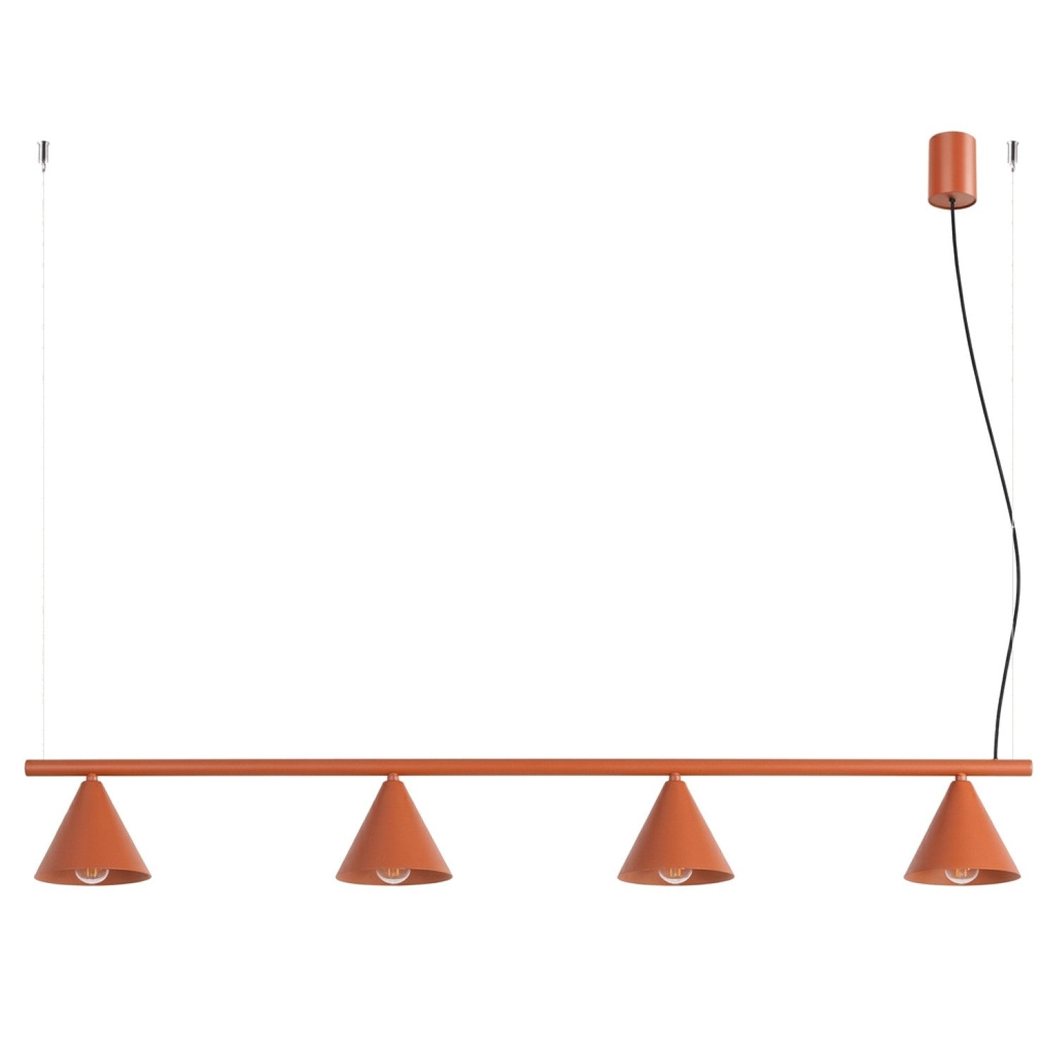 Suspension Classique À 4 Abat-jour Coniques Rouge Ocre, 4xe14 10w, Nox 4l Sollux Lighting