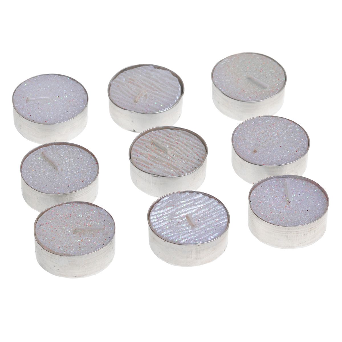 Fééric Lights And Christmas - Lot De 9 Bougies Chauffe Plat Blanc Pailleté D 3.8 Cm - Feeric Christmas