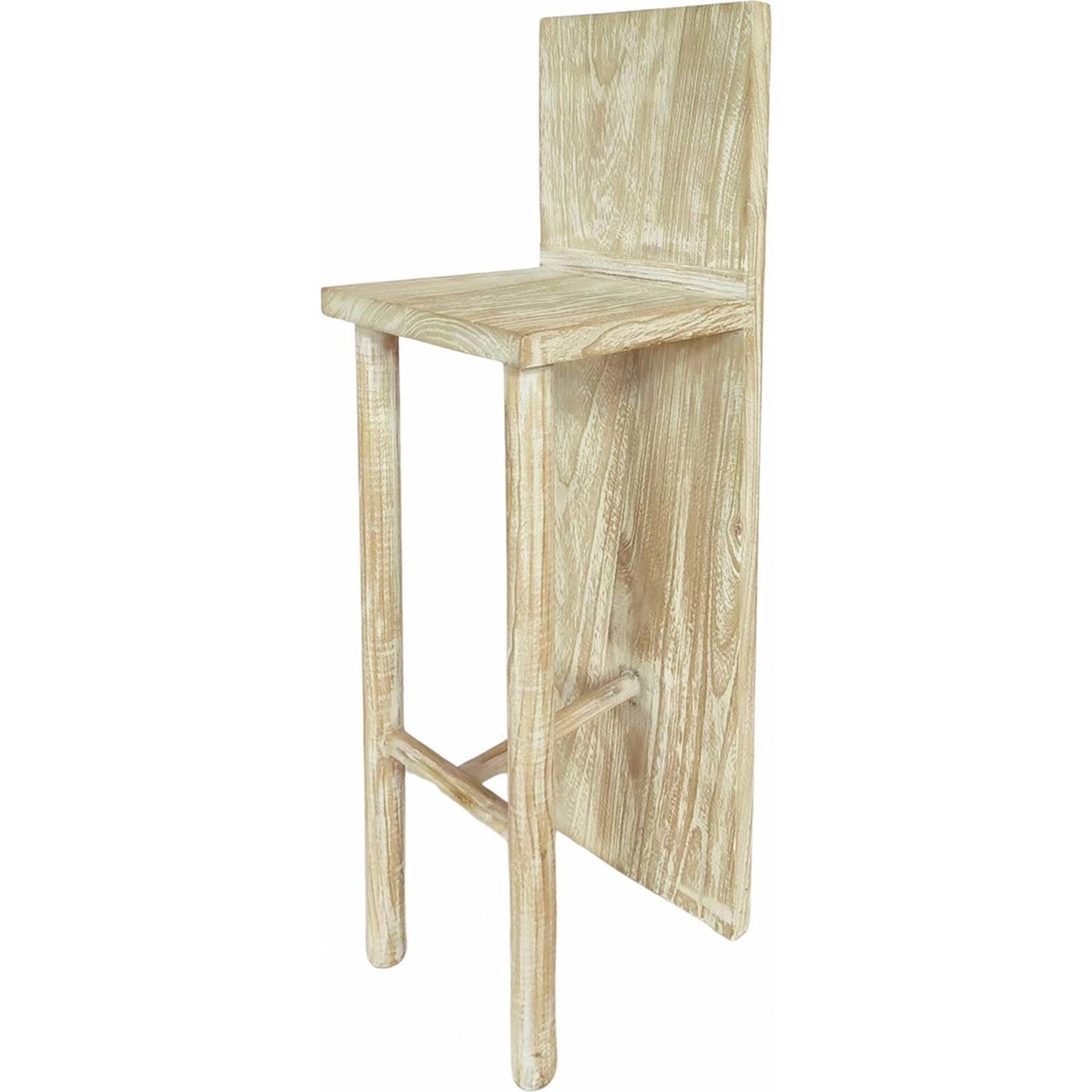 Tabouret De Bar Avec Dossier En Bois Naturel Paulownia - Bois Naturel Clair