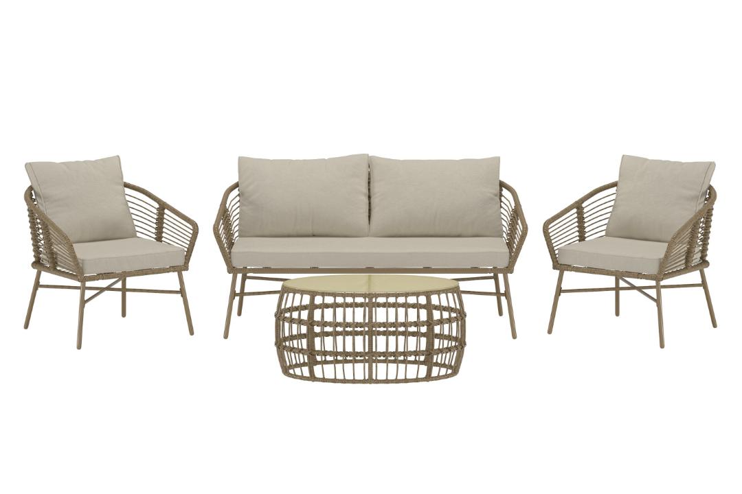 Salon De Jardin 4 Places "lipari" 160cm Marron