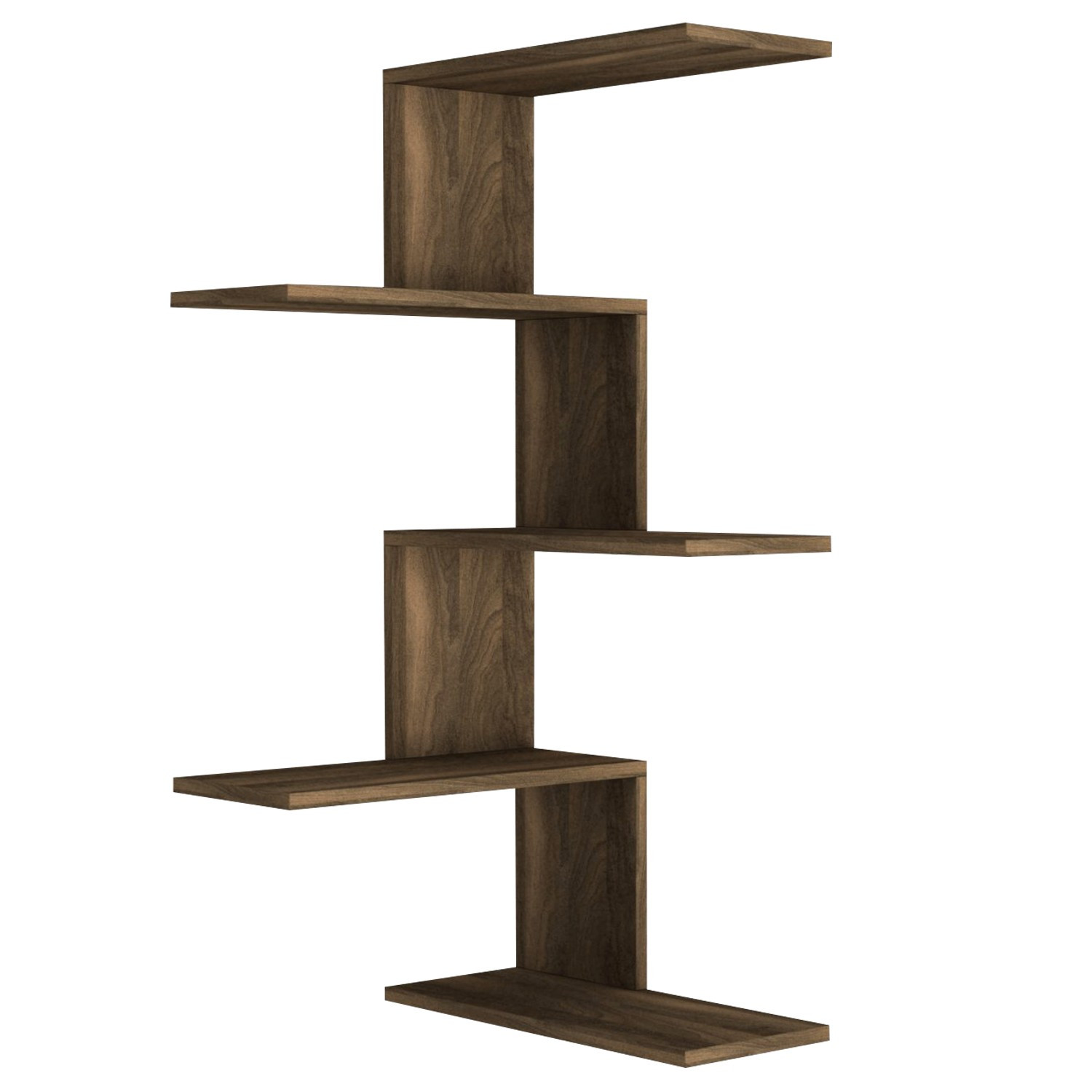 Étagère D'Angle Murale En Bois "caniko" - 51 X 29 X 109 Cm - Marron