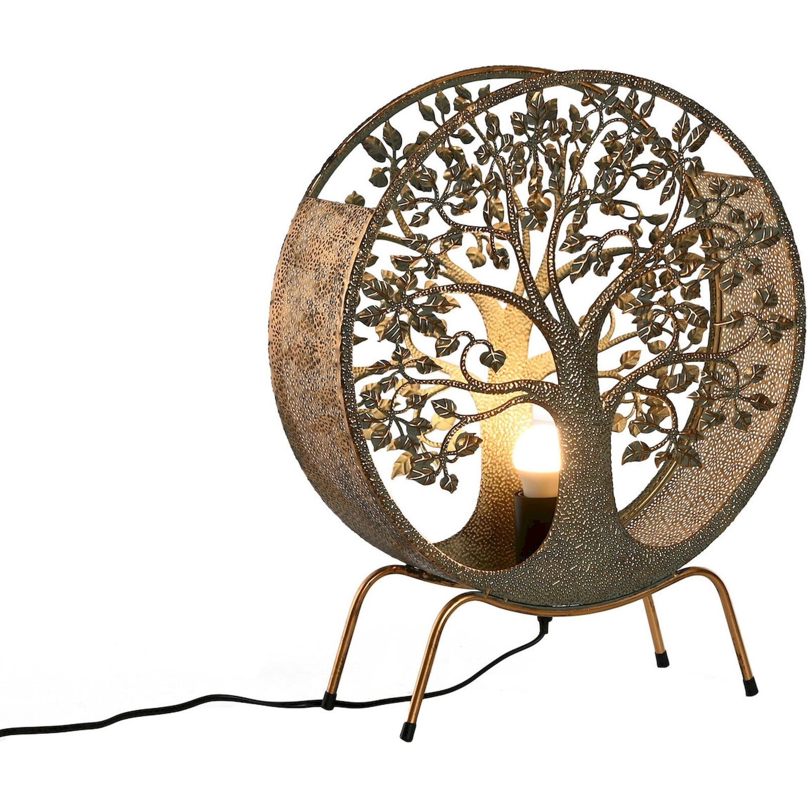 Lampe De Salon Dorée Avec Motif D'Arbre Élégant - Doré Mat Avec Motif Arbre