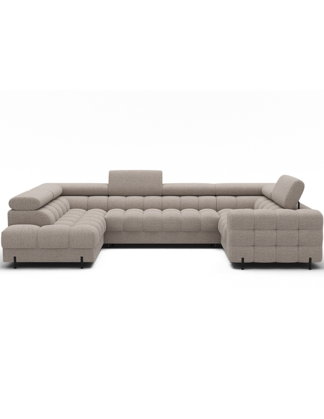 Canapé Panoramique Convertible Factory 3 Places Beige - Angle Gauche Avec Coffre