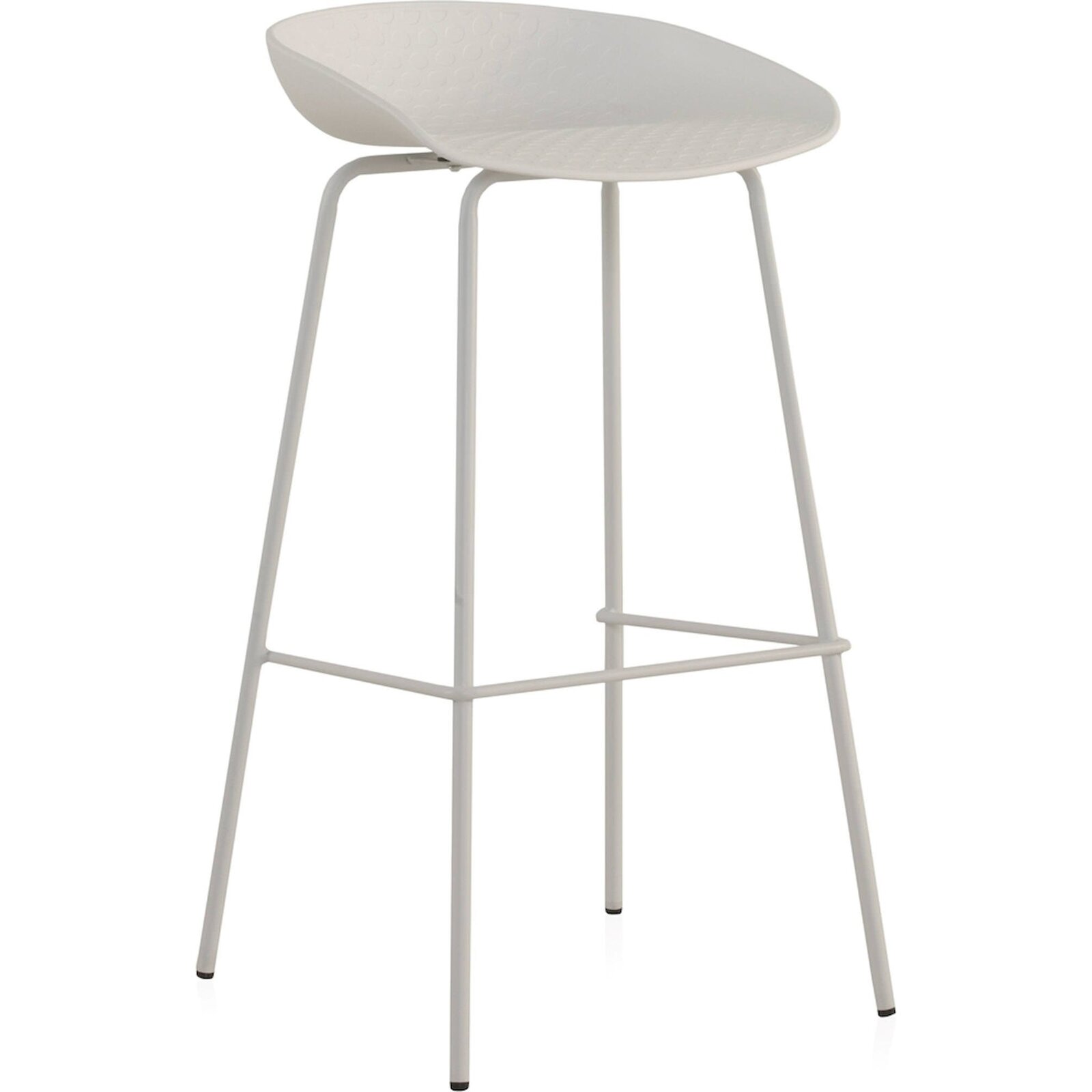 Tabouret Design Blanc Assise Polypropylène Pieds Métal Assortis - Blanc Mat Uniforme