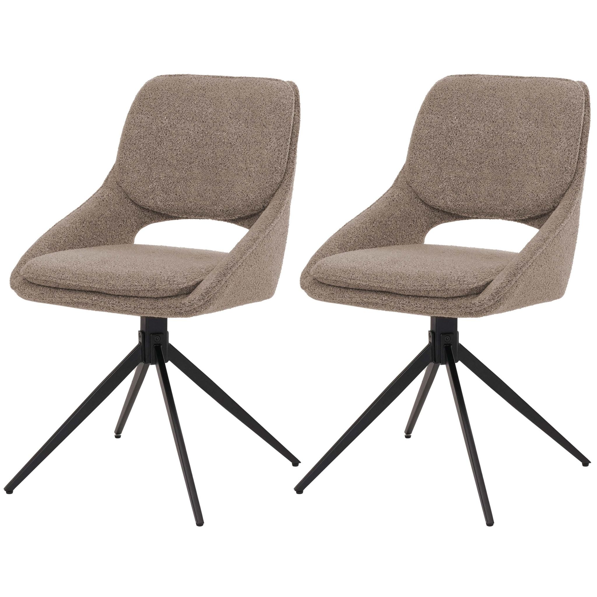 Lot De 2 Chaises De Salle À Manger Modernes 87 X 55 X 55 Cm Avec Assise Confortable Design Épuré En Tissu Beige 040009916
