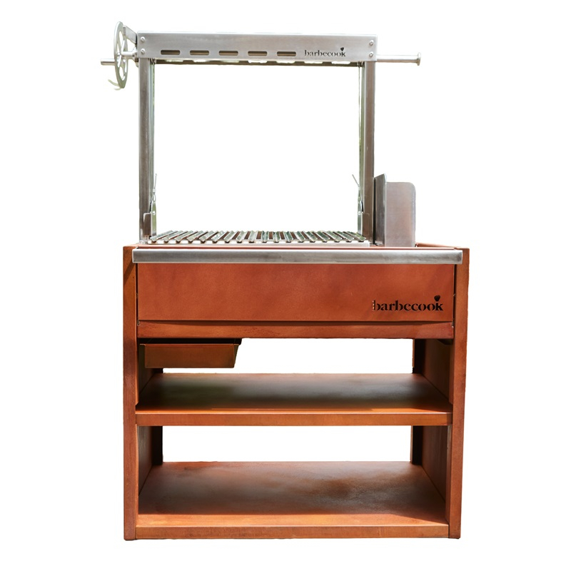 Barbecue Charbon Argentin Avec Grille Réglable - Tiroir Coulissant Pour Charbon - Bac À Cendres Pour Nettoyage Facile - Espace De Rangement - Barbecook