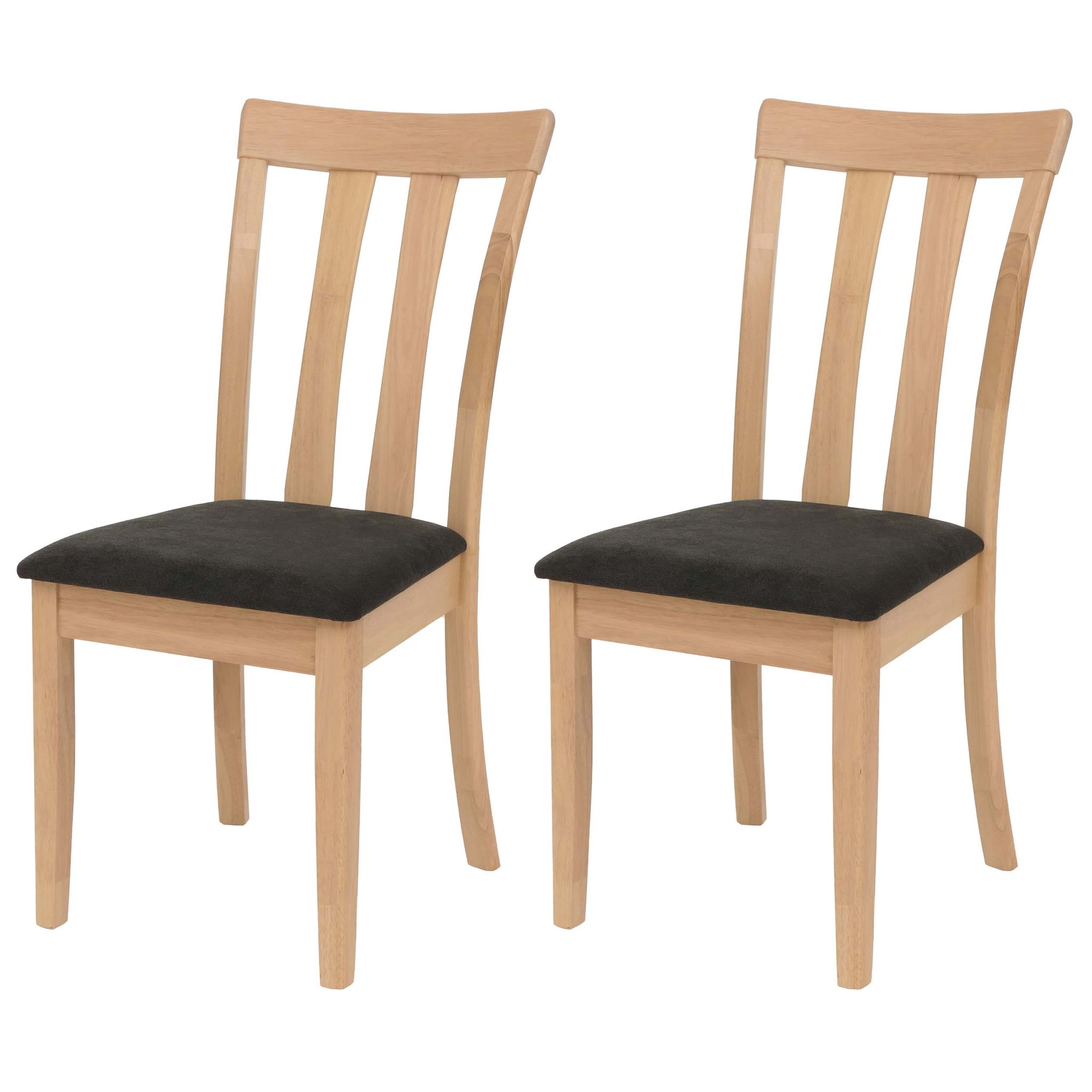 Lot De 2 Chaises De Salle À Manger Hauteur 96 Cm Dossier Haut Style Sobre Et Élégant En Tissu Noir Et Bois Massif Naturel 040009072
