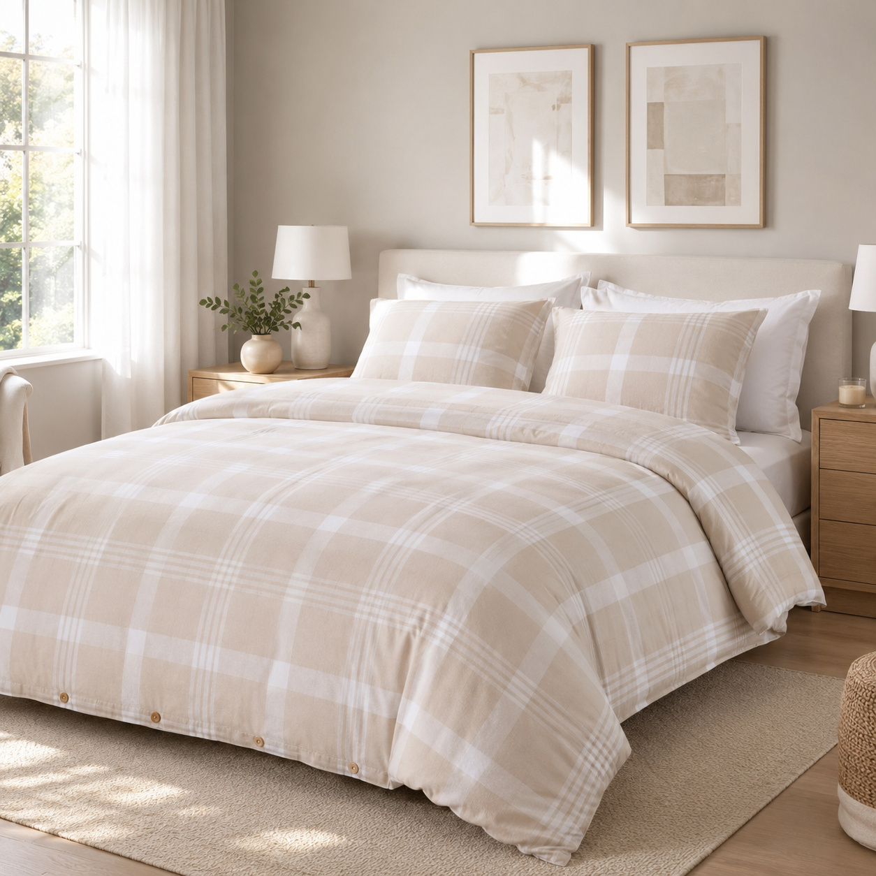 Housse De Couette 260 X 240 Cm Cm Flanelle De Coton Hector - Beige