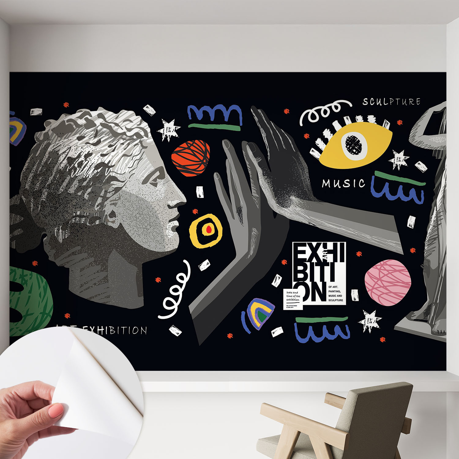Papier Peint Autocollant Avec Imprimé Pour Intérieur Moderne Application Facile A Motif Exposition Colorée 152x104 Cm