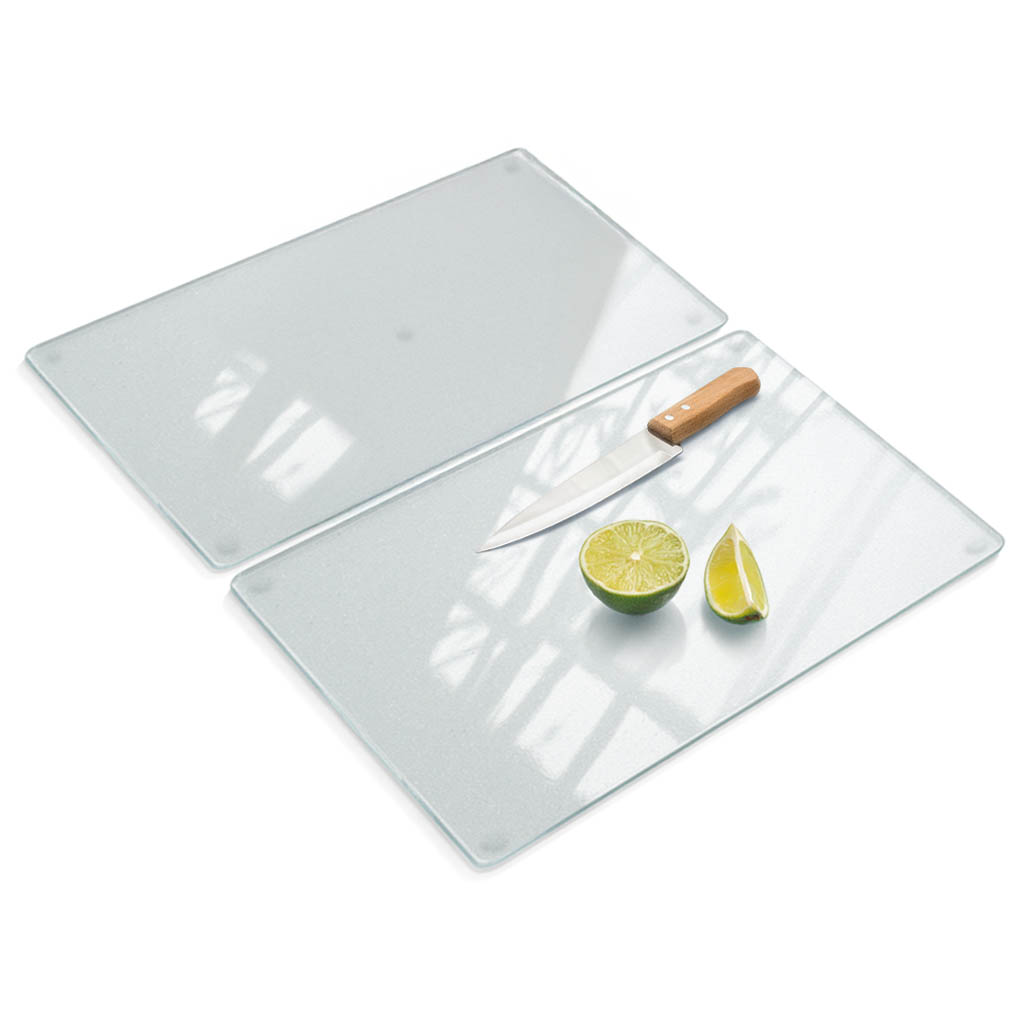 Planche À Découper En Verre Dépoli Cuisine Avec Pieds Antidérapants Résistante Chaleur Surface Mate Durable 2x30x52 Cm