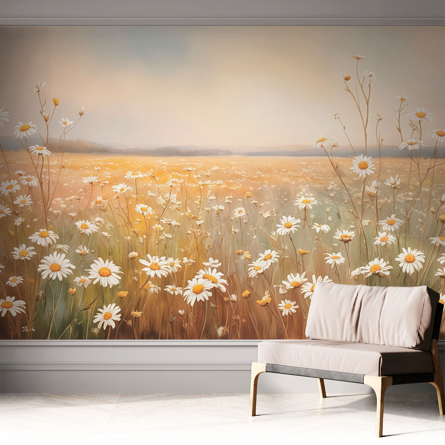 Papier Peint Adhésif Autocollant Pour Salon Chambre À Coucher Peint Imprimé Installation Facile Prairie Fleurie 312x219 Cm