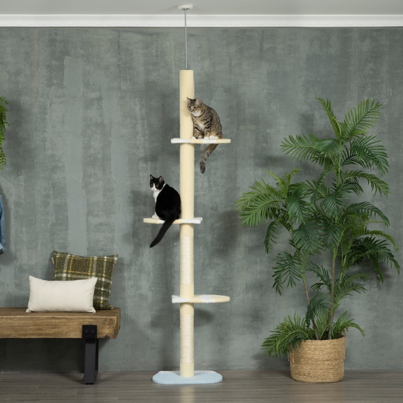 Arbre À Chat Réglable 220-260 Cm, Poteaux En Sisal, Bois, Jaune, Redom