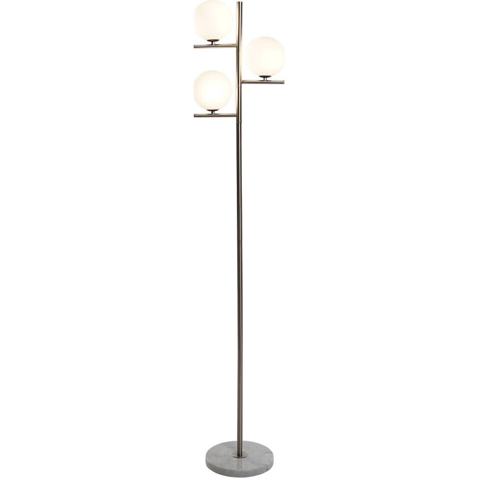 Lampe De Sol Moderne En Verre Et Marbre Style Contemporain - Gris Marbre Et Blanc Opalin