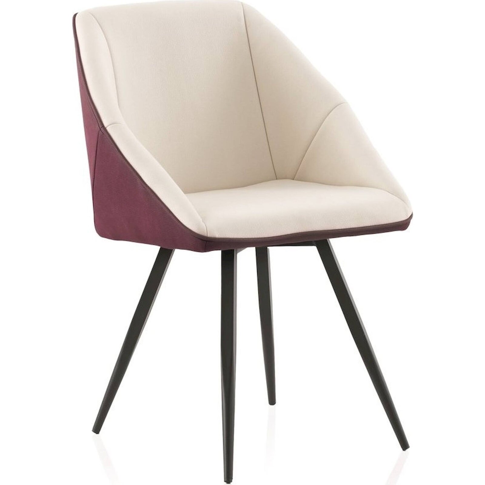 Fauteuil Bicolore Beige Et Bordeaux Tissu Pieds Métal Noir - Beige Clair Et Bordeaux Profond