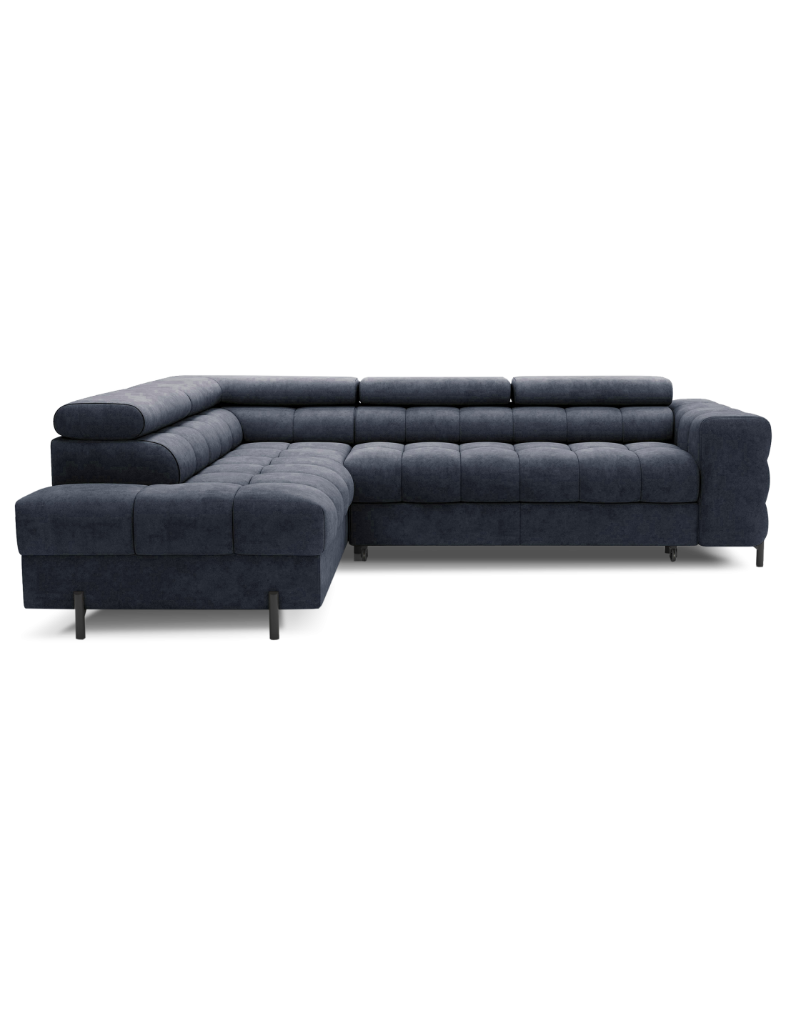 Canapé D'Angle Gauche Convertible Bleu Foncé 5 Places Ferrum Grand Format 276x93x200cm