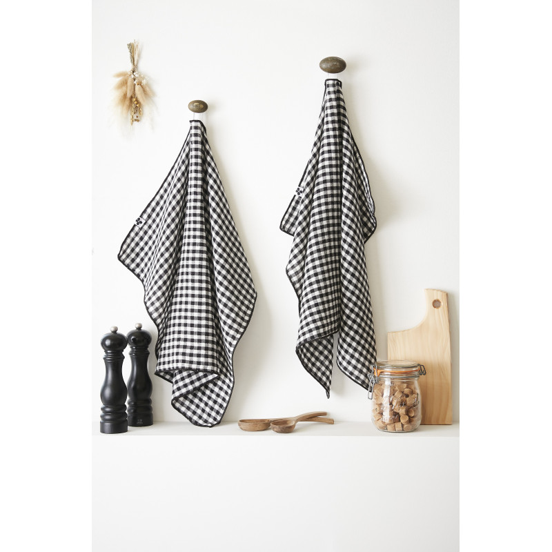 Lot De 2 Essuie-mains "vickie" 50 X 70 Cm Tissé Teint "gaze De Coton" L'Effet Papillon - Vickie Truffe -