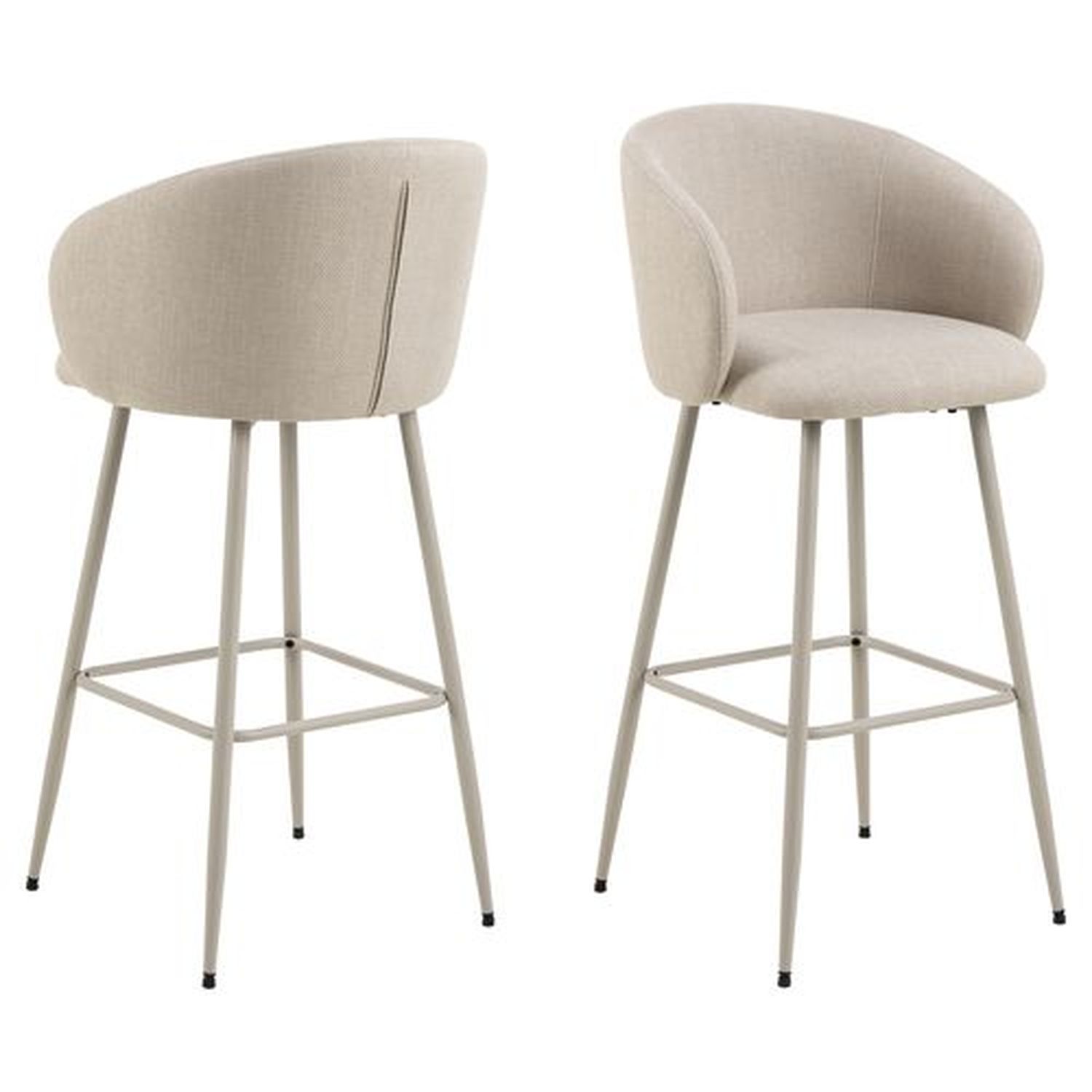 Lot De 2 Chaises De Bar En Tissu Avec Accoudoirs Et Repose-pieds Sören
