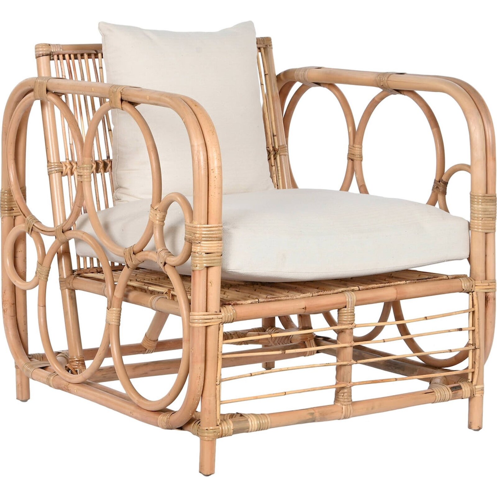 Fauteuil Rotin Blanc Douceur Et Confort Élégant - Beige Blanc Naturel