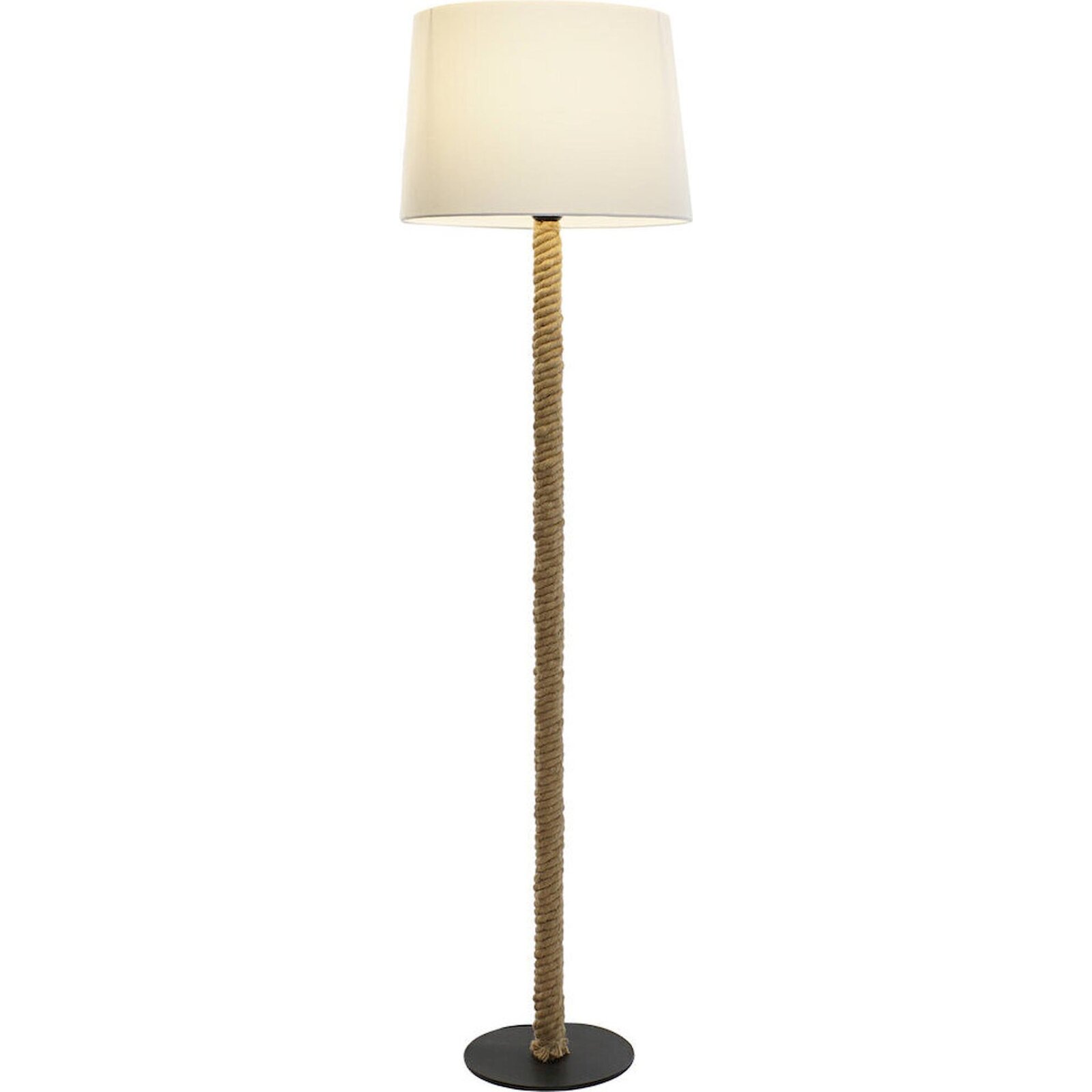 Lampe De Sol En Métal Et Corde Style Méditerranéen Naturel - Corde Naturelle Et Blanc Écru