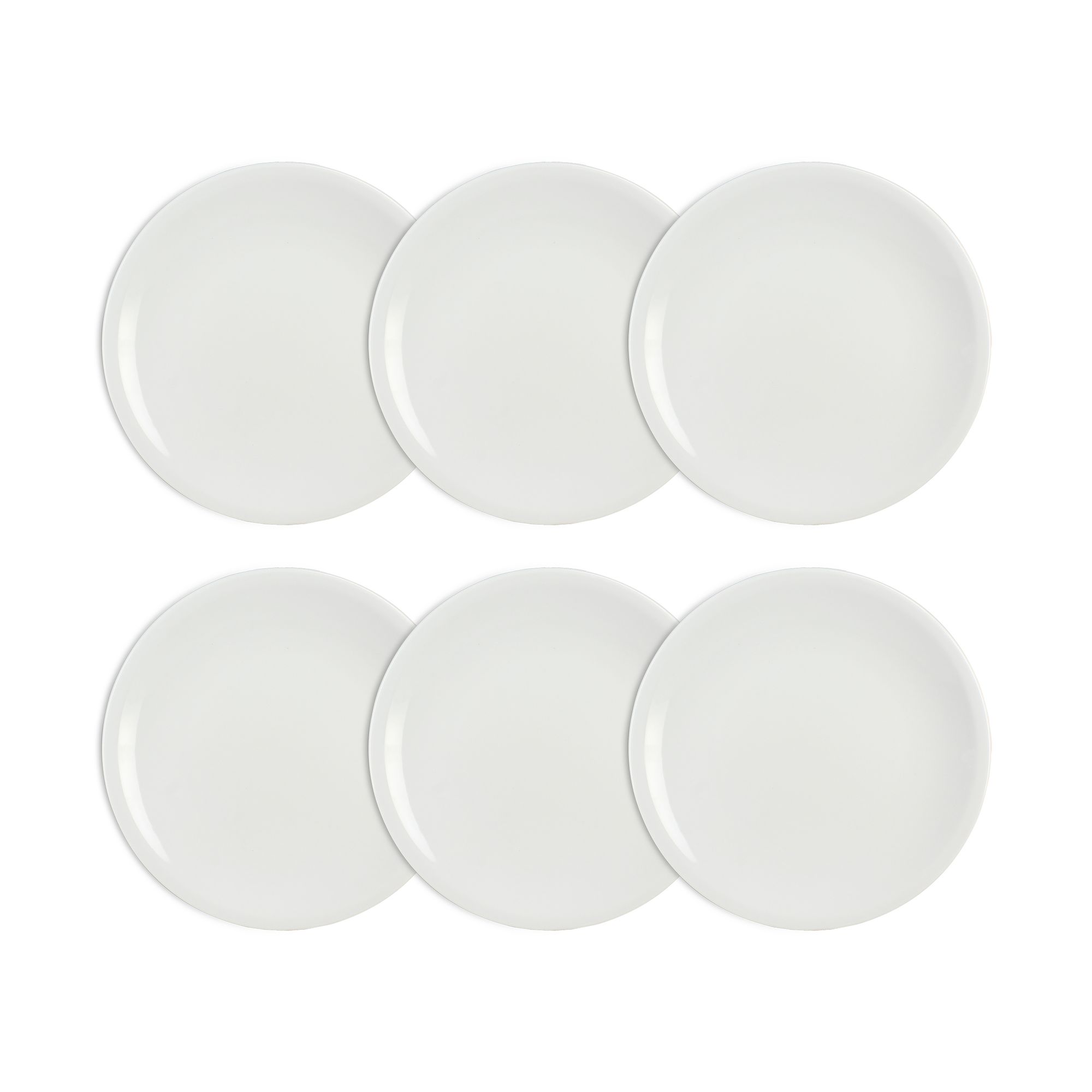 Lot 6 Assiettes Plates Omega 18cm En Porcelaine Blanche - Ogo Living