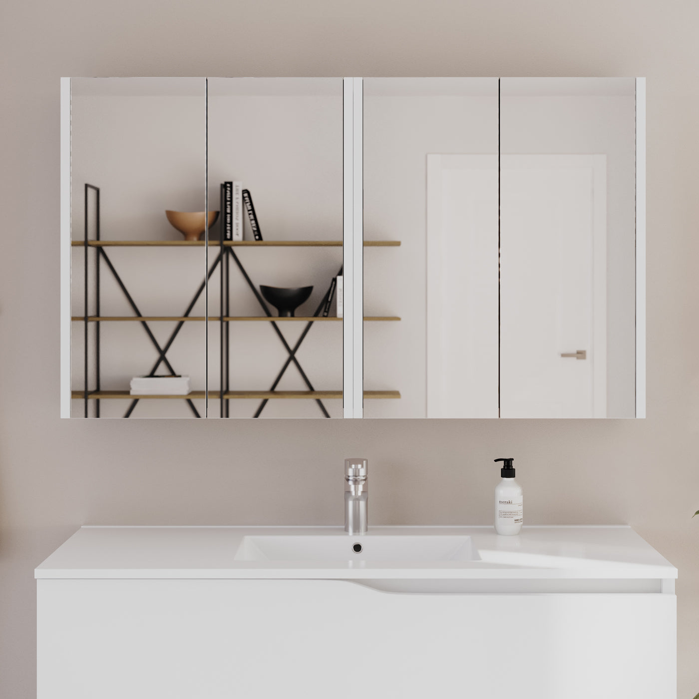 Armoire De Toilette Miroir 140x70cm - Blanc - Mirano