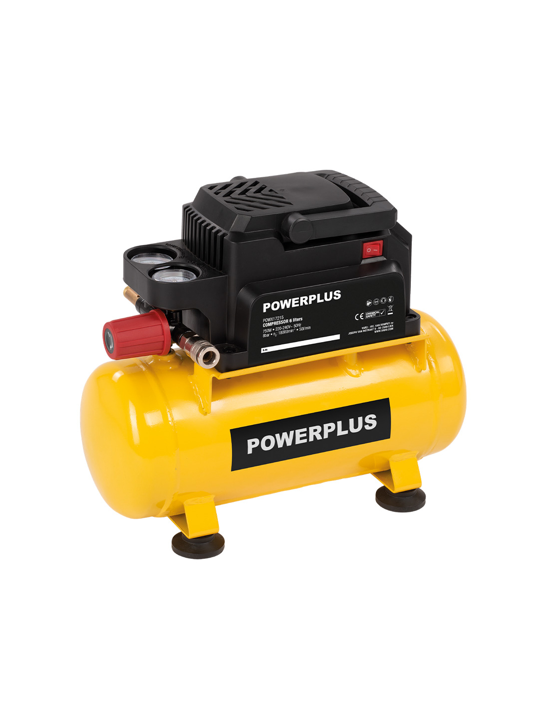 Powerplus Powx17215 - Compresseur Sans Huile 750w 6l