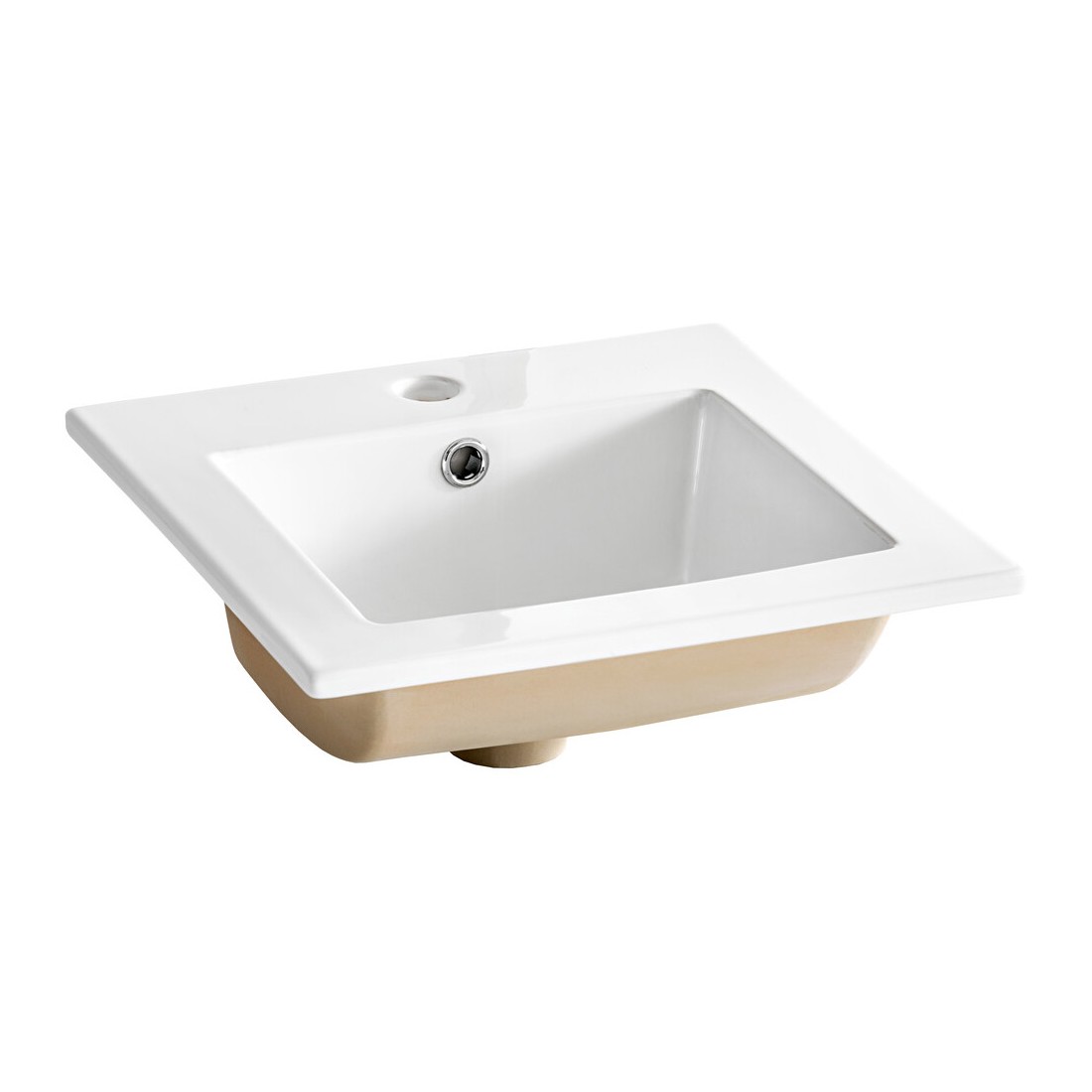 Vasque À Encastrer City 42 Cm Carrée Céramique Blanc Brillant Compacte Design