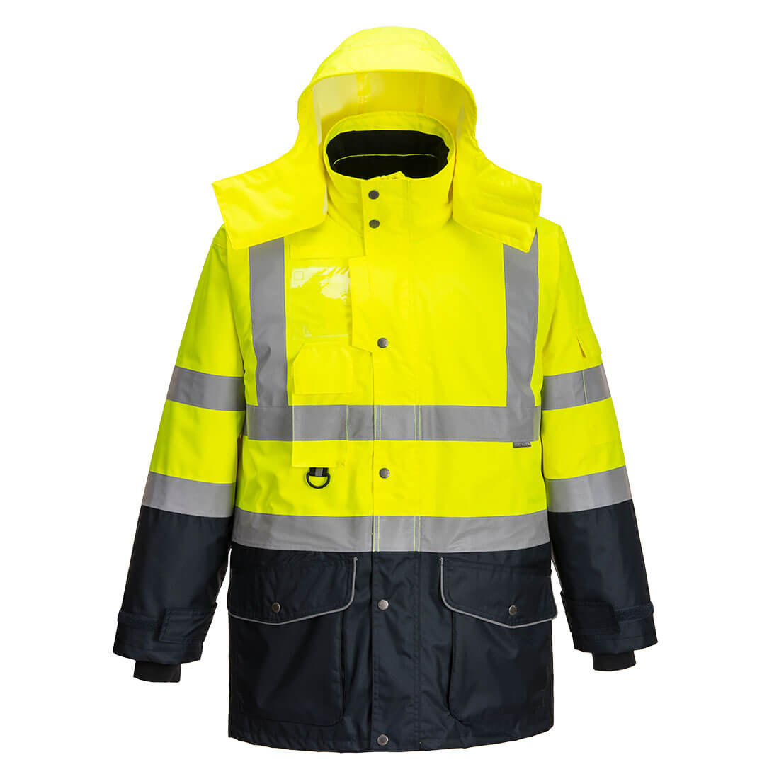 Parka Haute Visibilité 7 En 1 Portwest Trafic Contraste Jaune / Marine L