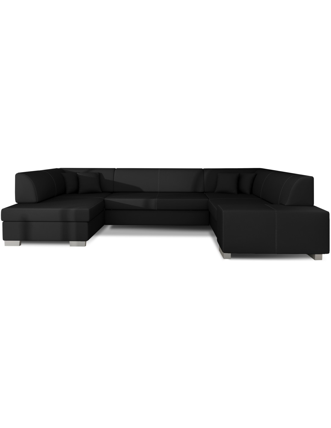 Canapé Panoramique En U Noir Convertible 6 Places Havane Confort Moelleux