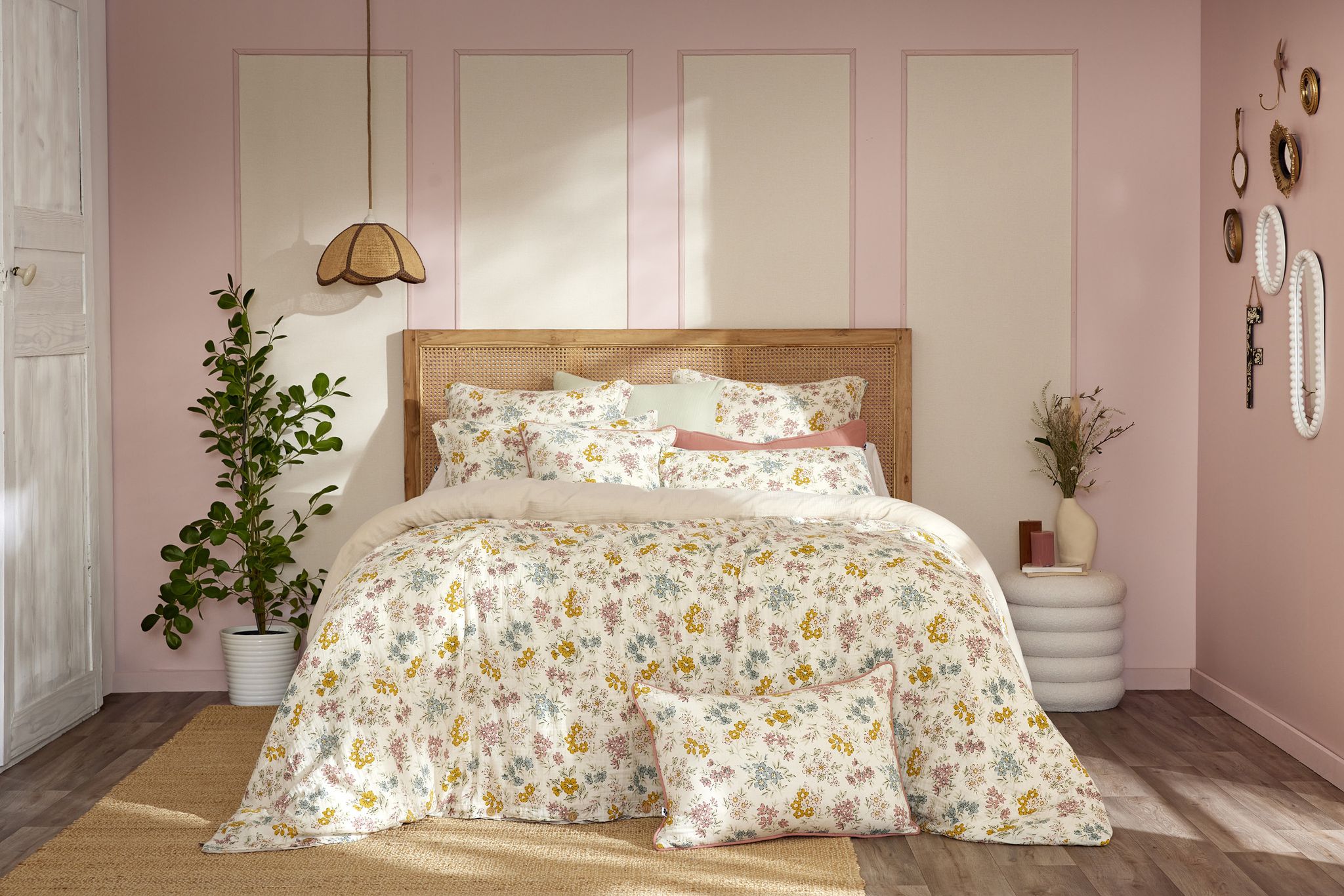 Housse De Couette Réversible 200 X 200 Cm Double Gaze De Coton 125 G/m² Ava Pampa