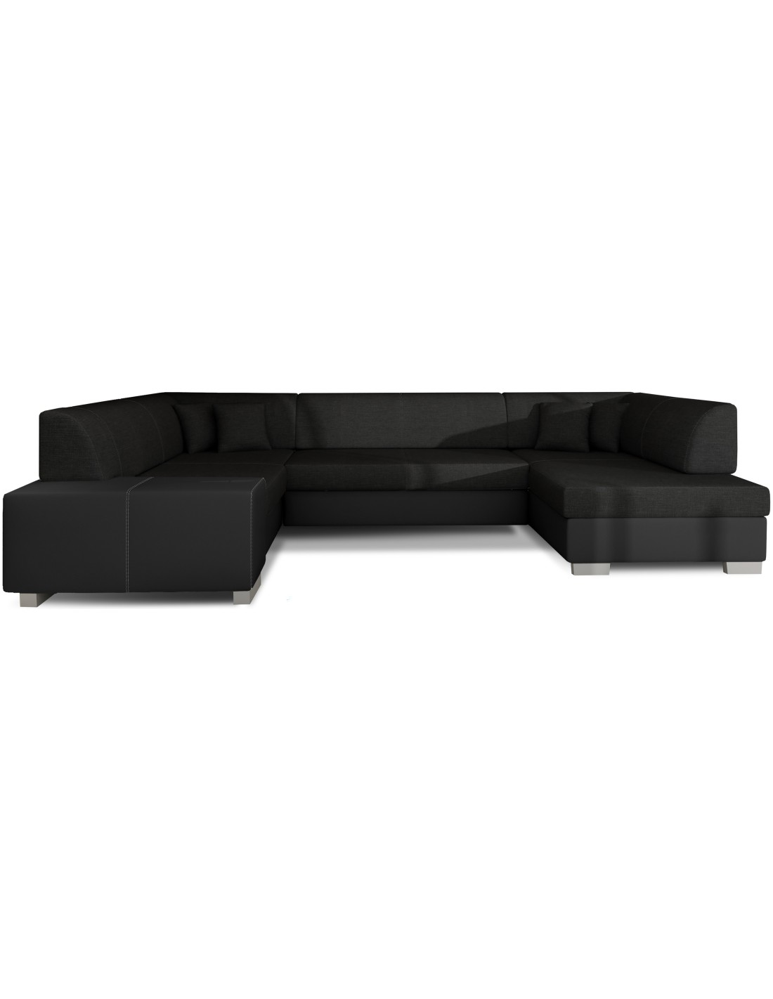Canapé Panoramique En U Noir Convertible 6 Places Havane Design Géométrique